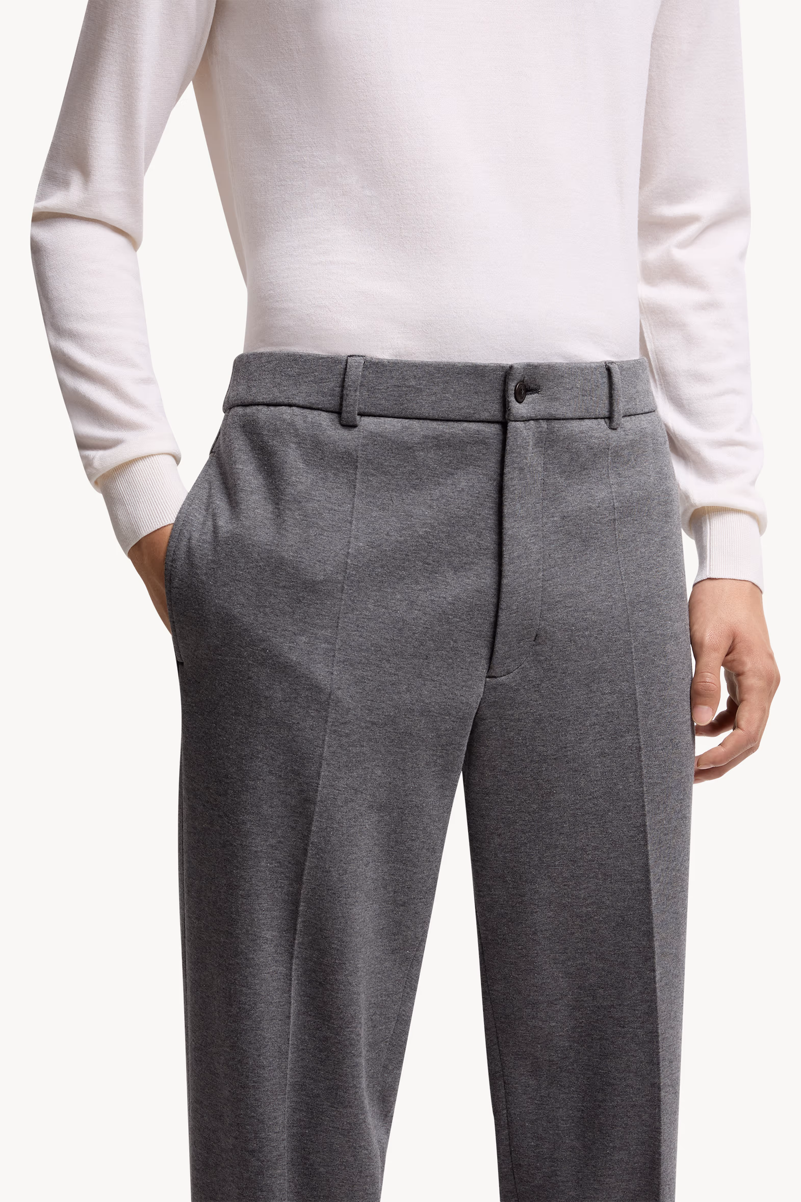 Cotton Blend Tailored Pants Men Grey Moncler 6